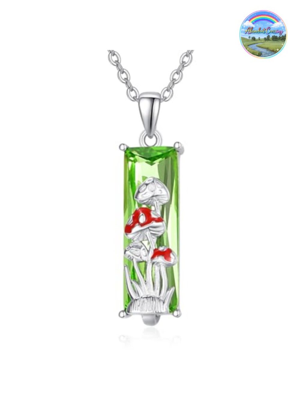 925 Sterling Silver Crystal Mushroom Pendant Necklace Dainty Adjustable Chain